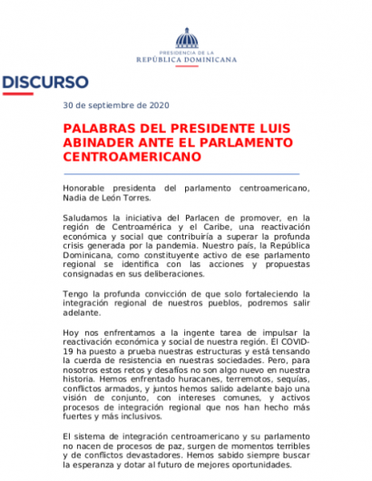 Discurso en Parlacen