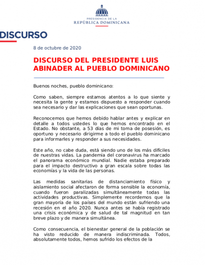 Discurso al pueblo dominicano 