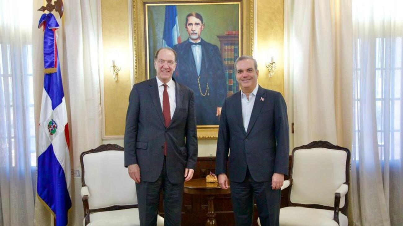 El presidente del Banco Mundial (BM), David Malpass y el Presidente Luis Abinader